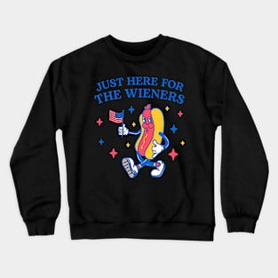 Funny 4th of July Hot Dog Wiener Comes Out Adult Humor Gift Crewneck Sweatshirt